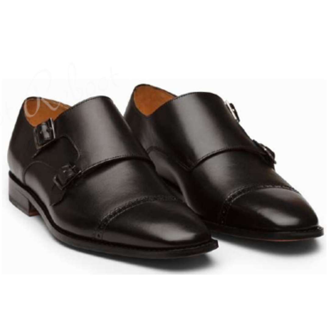 Leather Captoe Sleek Monk Shoes
